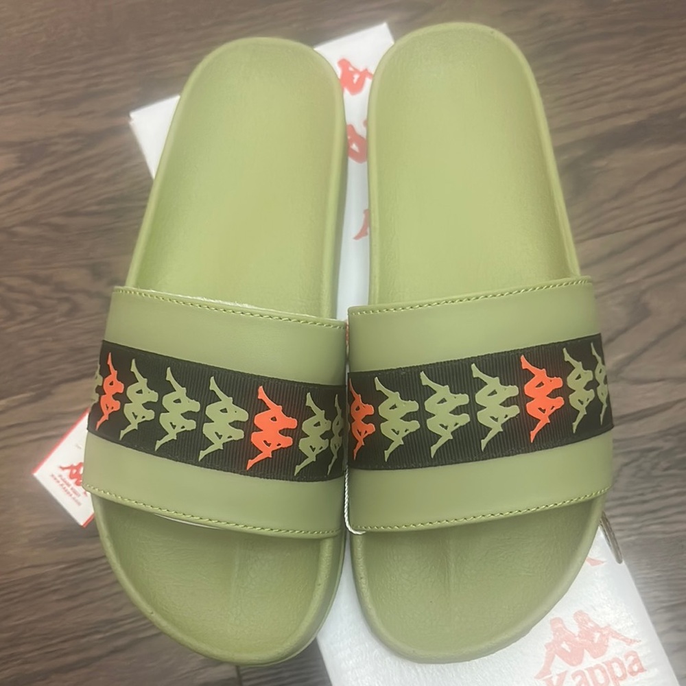 Kappa Women's Olive and Orange Slide Sandals